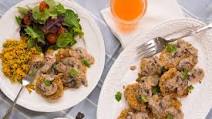 Oat-breaded Pork Medallions with Dijon Mushroom Sauce Oat-breaded Pork Medallions with Dijon Mushroom Sauce