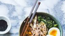 Miso + Rice Noodle Soup with Sesame Roasted Sweet Potatoes + Broccolini Miso + Rice Noodle Soup with Sesame Roasted Sweet Potatoes + Broccolini