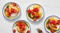 Peach Caprese Salad with Basil Pesto & Pickled Peppers Peach Caprese Salad with Basil Pesto & Pickled Peppers