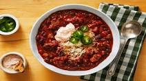 One-Pot Pork & Black Bean Chili with Spicy Crema & Monterey Jack Cheese One-Pot Pork & Black Bean Chili with Spicy Crema & Monterey Jack Cheese