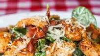 Spinach Caesar Salad on Honey Oatbran Pizza - with Lemon & Bacon Glazed Chicken Spinach Caesar Salad on Honey Oatbran Pizza - with Lemon & Bacon Glazed Chicken