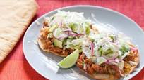 Chorizo Tostadas with Pickled Red Onions, Lime Crema & Queso Fresco Chorizo Tostadas with Pickled Red Onions, Lime Crema & Queso Fresco