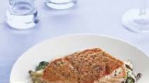 Pan-Seared Salmon with Spinach and Shiitake Pan-Seared Salmon with Spinach and Shiitake