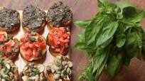 BRUSCHETTA PLATTER (with tomato & basil, mushroom & thyme, olive-caper tapenade, BRUSCHETTA PLATTER (with tomato & basil, mushroom & thyme, olive-caper tapenade,