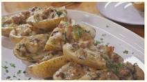 POTATOES STUFFED WITH SAUSAGE AND MUSHROOMS (Patate Farcite con Funghi e Salsicce) from Lidia Bastianich POTATOES STUFFED WITH SAUSAGE AND MUSHROOMS (Patate Farcite con Funghi e Salsicce) from Lidia Bastianich