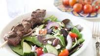 Greek Salad with Beef Kabobs Greek Salad with Beef Kabobs