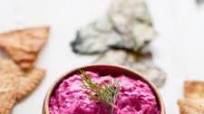 Beet Tzatziki with Beet Green Chips Beet Tzatziki with Beet Green Chips