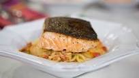 Cajun Shrimp and Salmon with Tomato-Red Pepper Cream Sauce Cajun Shrimp and Salmon with Tomato-Red Pepper Cream Sauce