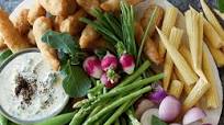 Veggie Platter with Prawn-Style Pieces and Tzatziki Veggie Platter with Prawn-Style Pieces and Tzatziki