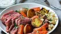 Roasted Corned Beef and Cabbage with Carrots, Potatoes & Horseradish Cream Sauce Roasted Corned Beef and Cabbage with Carrots, Potatoes & Horseradish Cream Sauce