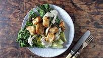 Vegan Caesar Salad with Grilled Lettuce and Herby Croutons Vegan Caesar Salad with Grilled Lettuce and Herby Croutons
