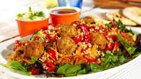 Falafel salad with chermoula and hummus Falafel salad with chermoula and hummus