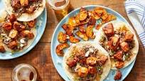 Chipotle Chicken Tostadas with Mashed Black Beans & Spiced Sweet Potatoes Chipotle Chicken Tostadas with Mashed Black Beans & Spiced Sweet Potatoes