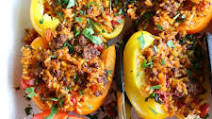 Stuffed Peppers with Beef Paella Stuffed Peppers with Beef Paella