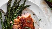 Smoky Sweet Cedar Plank Salmon with Sesame Asparagus Smoky Sweet Cedar Plank Salmon with Sesame Asparagus