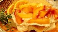 Focaccia with Poached Fruit and Sweetened Ricotta Cheese Focaccia with Poached Fruit and Sweetened Ricotta Cheese
