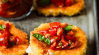 Fried Mozzarella with Tomato Bruschetta Topping Fried Mozzarella with Tomato Bruschetta Topping