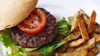 Burger and homemade chips Burger and homemade chips