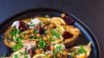 Roasted Eggplant with Tahini, Beets and Chickpeas Roasted Eggplant with Tahini, Beets and Chickpeas