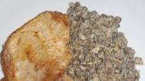 Oven bake pork cutlets with green lentil salad Oven bake pork cutlets with green lentil salad