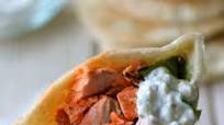 Broiled Salmon Gyros with Cucumber Feta Yogurt Dip Broiled Salmon Gyros with Cucumber Feta Yogurt Dip