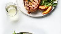 Grilled Pork Chops with Peach-Parsley Salad Recipe Grilled Pork Chops with Peach-Parsley Salad Recipe