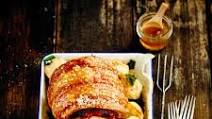 Roasted pork leg with crackling and roasted vegetables Roasted pork leg with crackling and roasted vegetables