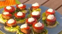 Mini Moroccan Lamb Burgers on Brioche Rounds with Lemon Yogurt Sauce Mini Moroccan Lamb Burgers on Brioche Rounds with Lemon Yogurt Sauce