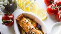 Baked Salmon With Greek Dressing Baked Salmon With Greek Dressing
