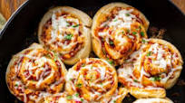 Cheesy BBQ Chicken Pizza Rolls Cheesy BBQ Chicken Pizza Rolls