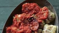 Stuffed Savoy Cabbage with Beef, Pork, and Rice in a Spicy Tomato Sauce Stuffed Savoy Cabbage with Beef, Pork, and Rice in a Spicy Tomato Sauce