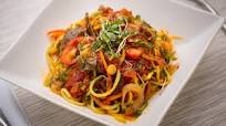 Zucchini Noodles With Garlic-Roasted Tomato Sauce Zucchini Noodles With Garlic-Roasted Tomato Sauce