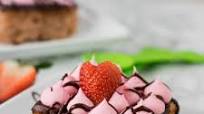 Eggless Fresh Strawberry Cake with cream cheese frosting Eggless Fresh Strawberry Cake with cream cheese frosting