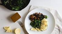 Panko-Crusted Pacific Cod with Spinach & Mushrooms Panko-Crusted Pacific Cod with Spinach & Mushrooms