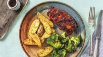 Cherry Balsamic Pork Chops with Thyme-Roasted Potatoes and Broccoli Cherry Balsamic Pork Chops with Thyme-Roasted Potatoes and Broccoli