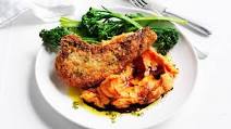 Parmesan pork with sweet potato mash Parmesan pork with sweet potato mash