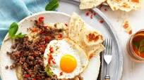 Lebanese Spiced Lamb, Baba Ghanoush and Fried Eggs Lebanese Spiced Lamb, Baba Ghanoush and Fried Eggs