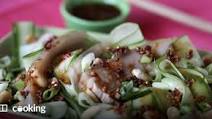 Pork belly Sichuan style with shaved cucumber Pork belly Sichuan style with shaved cucumber