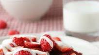 Red Velvet Waffles with Cream Cheese Icing Drizzle Red Velvet Waffles with Cream Cheese Icing Drizzle