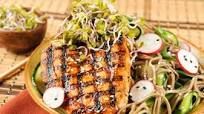 BBQ Korean Pork Chops With Sesame-Cucumber Soba Noodles, Radish Sprouts, and Green Onion BBQ Korean Pork Chops With Sesame-Cucumber Soba Noodles, Radish Sprouts, and Green Onion
