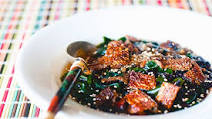 Recipe for Black Rice Ochazuke with Crispy Salmon Skin Recipe for Black Rice Ochazuke with Crispy Salmon Skin