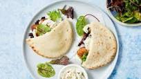 Lamb Kofta-Stuffed Pockets with Cucumber Yoghurt and Salad Lamb Kofta-Stuffed Pockets with Cucumber Yoghurt and Salad