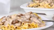 Creamy and full of flavour, this beef stroganoff recipe will feed a large family Creamy and full of flavour, this beef stroganoff recipe will feed a large family