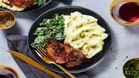 Beef Tenderloin and Shallot Pan Sauce with Garlic Herb Creamed Kale and Mashed Potatoes Beef Tenderloin and Shallot Pan Sauce with Garlic Herb Creamed Kale and Mashed Potatoes