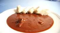 Czech tomato sauce with beef and vegan dumplings Czech tomato sauce with beef and vegan dumplings