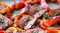 Sheet Pan Smoked Sausage and Peppers Sheet Pan Smoked Sausage and Peppers