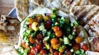 Hummus Heaped with Tomatoes and Cucumbers Hummus Heaped with Tomatoes and Cucumbers