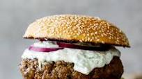 Lamb burger with tzatziki Lamb burger with tzatziki