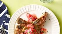 Seared Pork Chops with Rhubarb Compote Seared Pork Chops with Rhubarb Compote