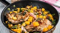 Roasted Pork Chops With Spinach and Squash Roasted Pork Chops With Spinach and Squash
